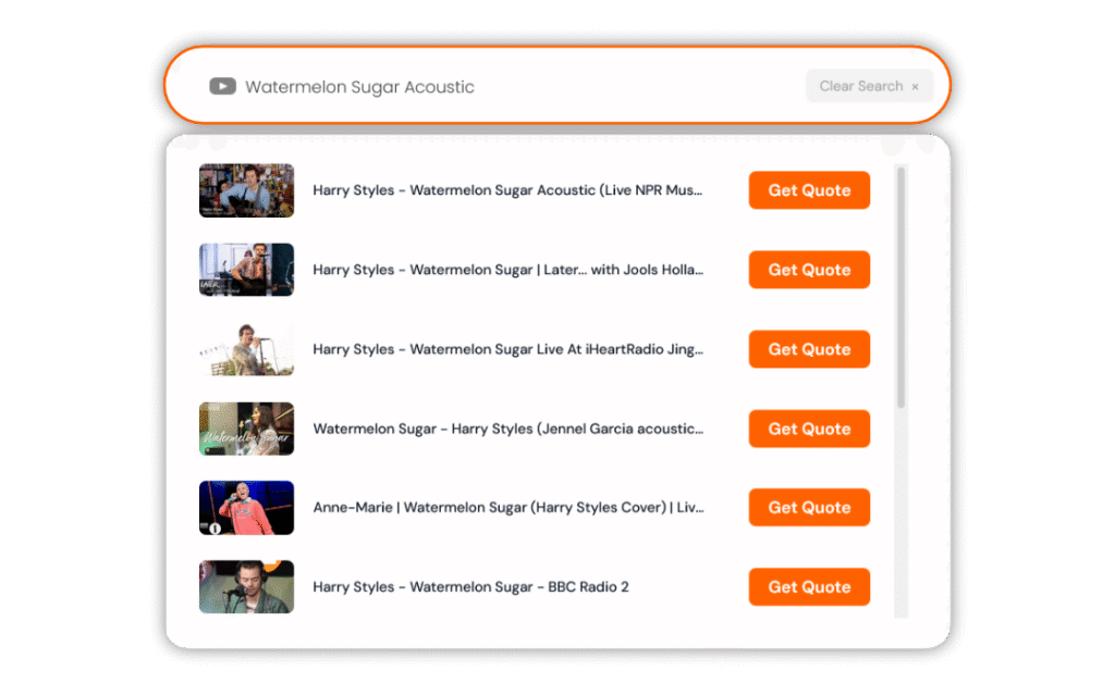 A screenshot of the new Smart Search bar on the Tunescribers homepage